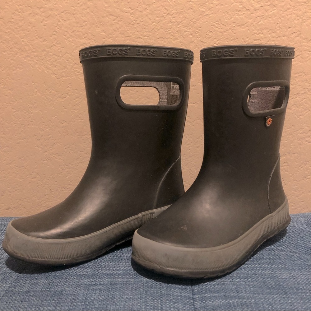 Bogs Tall Rainboots Rubber Pull-on Black, Toddler Size 10